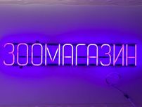 Неонова вивіска "Зоомагазин" фіолетова, 930*152 мм, світлодіодна, нова