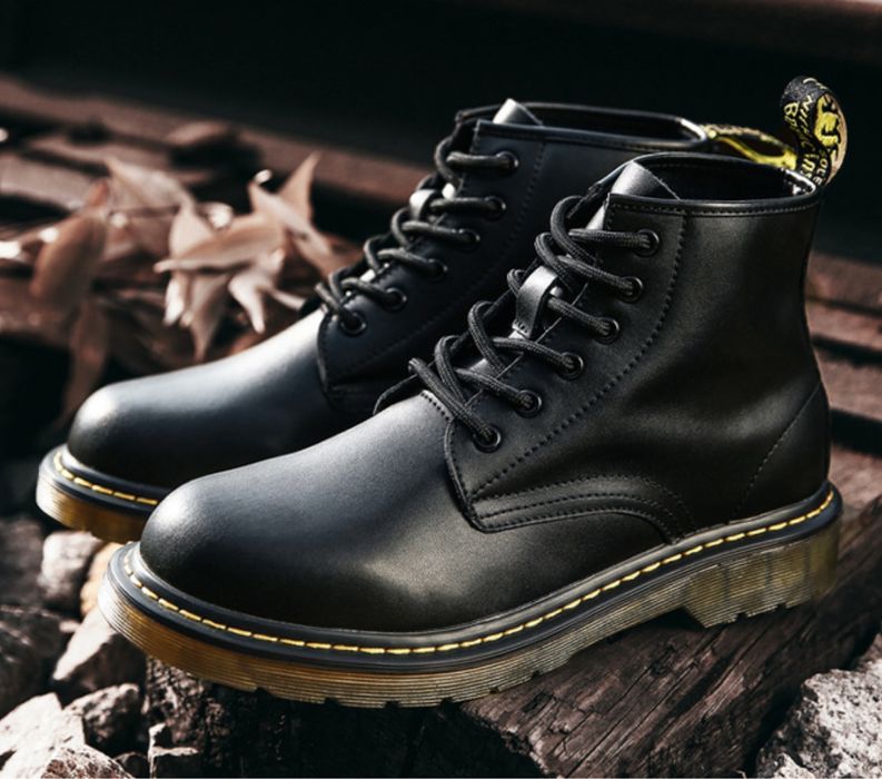 Glany botki unisex czarne 6 dziurek dr martin trzewiki traperki