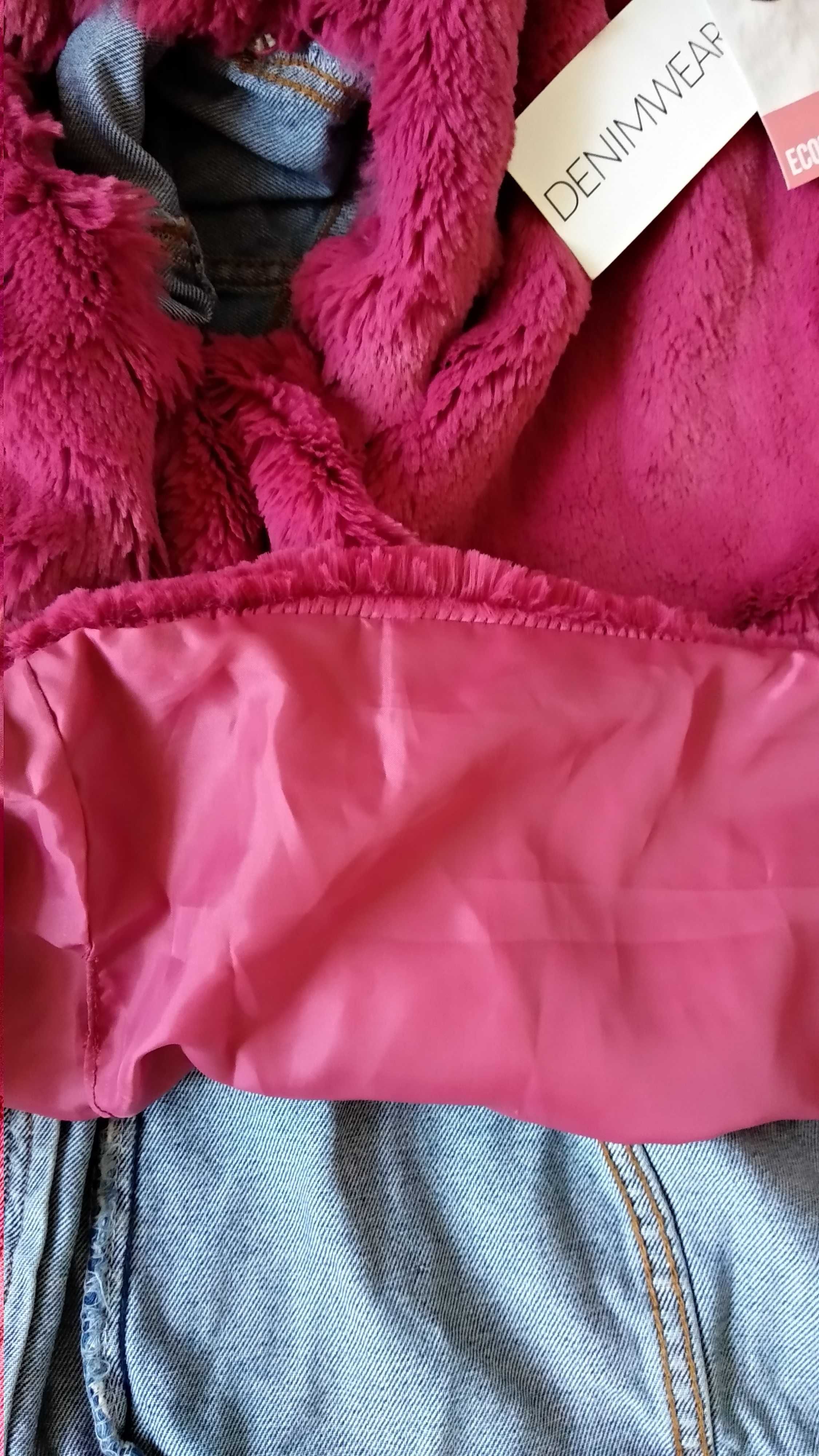 Куртка джинсовая Terranova с розовым мехом отстегивается S
