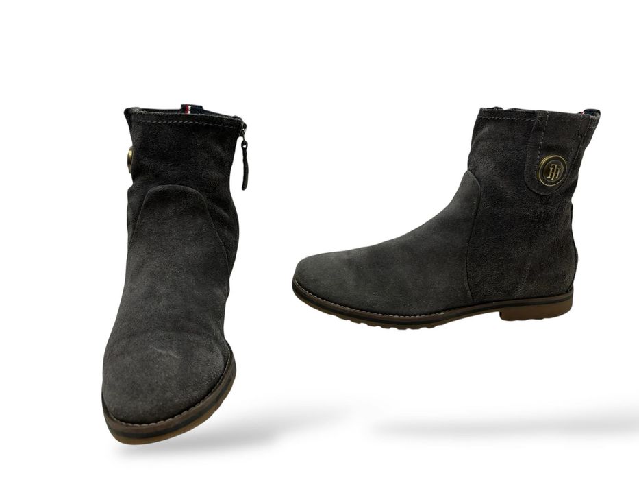 Botki skorzane delikatnie ocieplane Tommy Hilfiger rozmiar 38