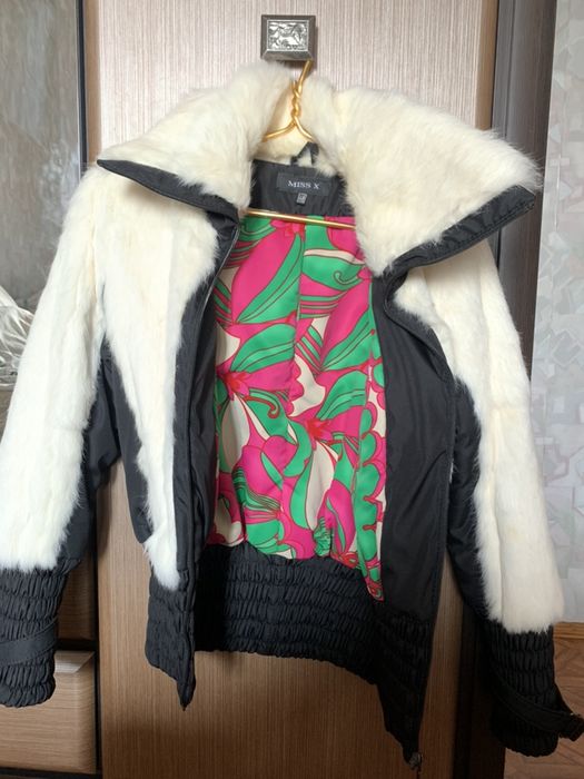 Куртка натуральная мех кролика парка бомбер