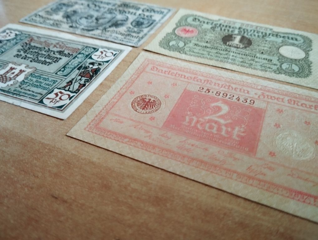 Banknoty niemieckie. Zestaw 4 sztuk.