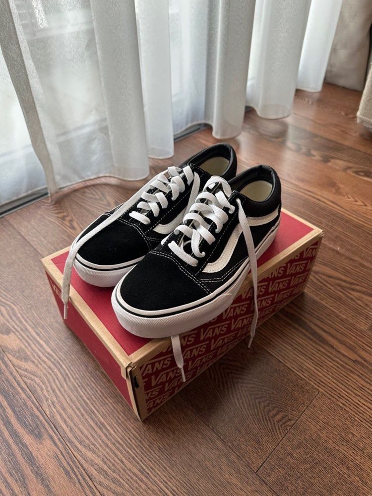 Оригинальные кeды Vans Old Skool Platform Black White ORIGINAL НАЛОЖКА