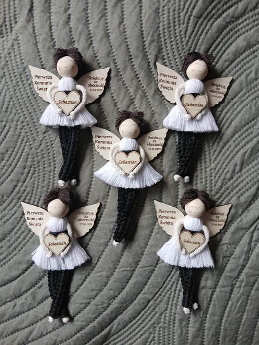Aniołek magnes na chrzest komunię podziękowanie chłopiec