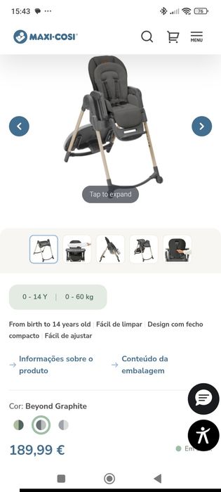 Cadeirinha refeição criança Bébé Confort