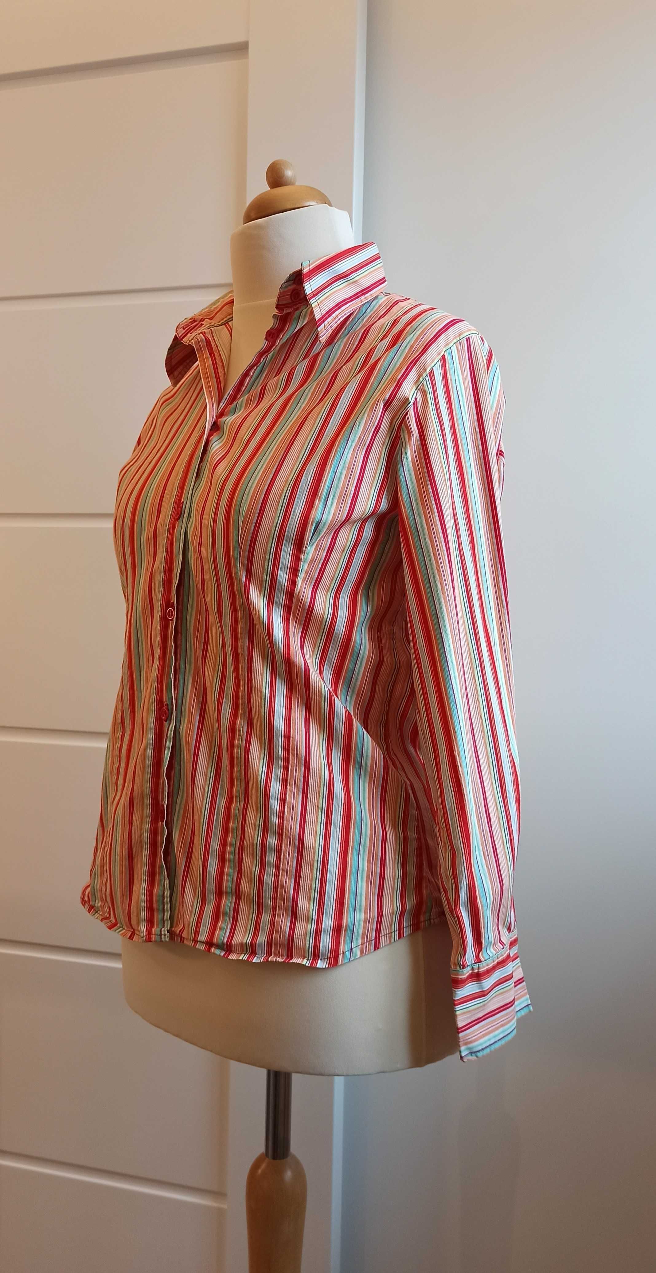 Gina Benotti taliowana damska koszula w kolorowe paski kołnierzyk XL