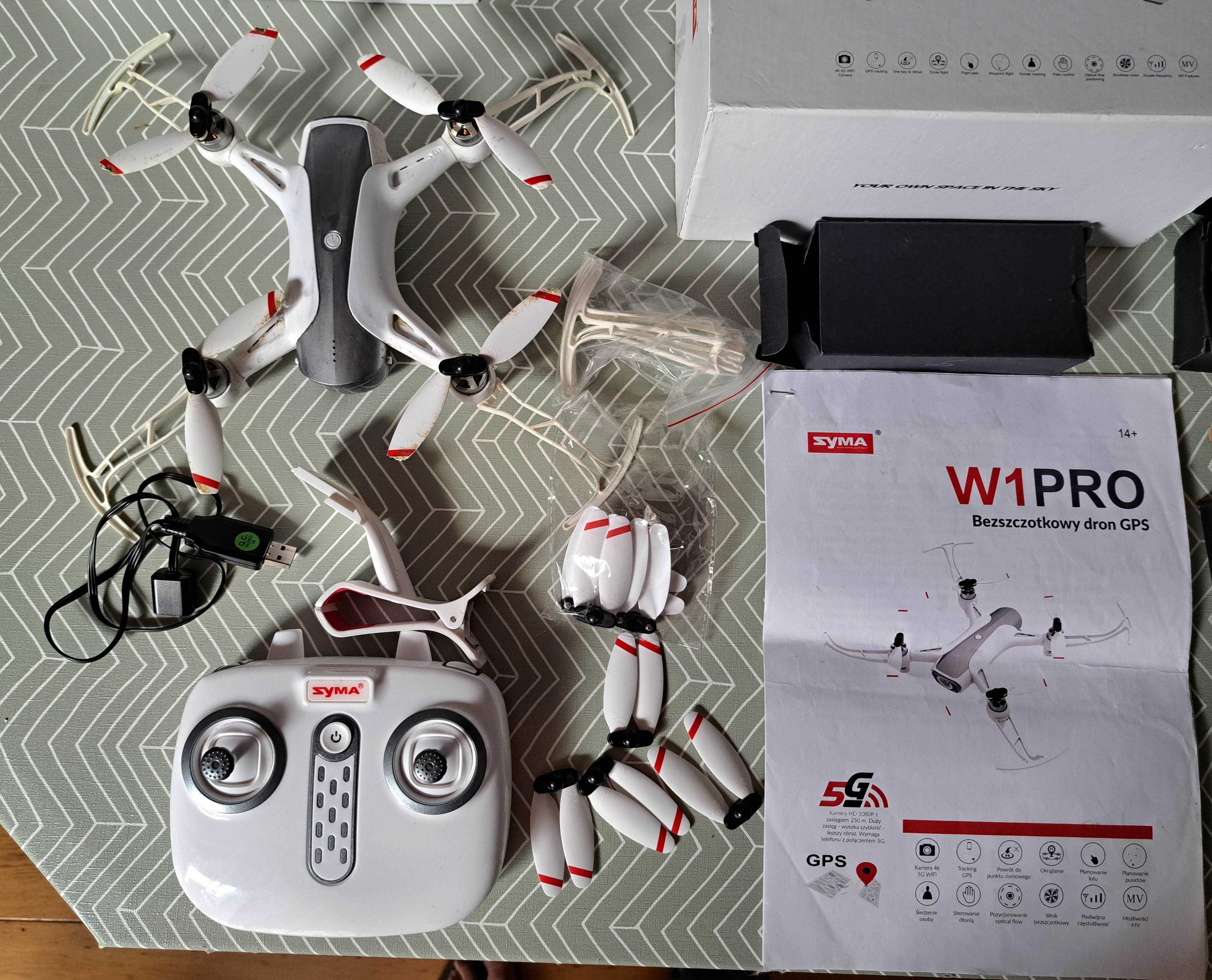 Dron Syma W1 PRO EXPLORER z kamerą 4K, 3 komplety śmigieł, dodatki