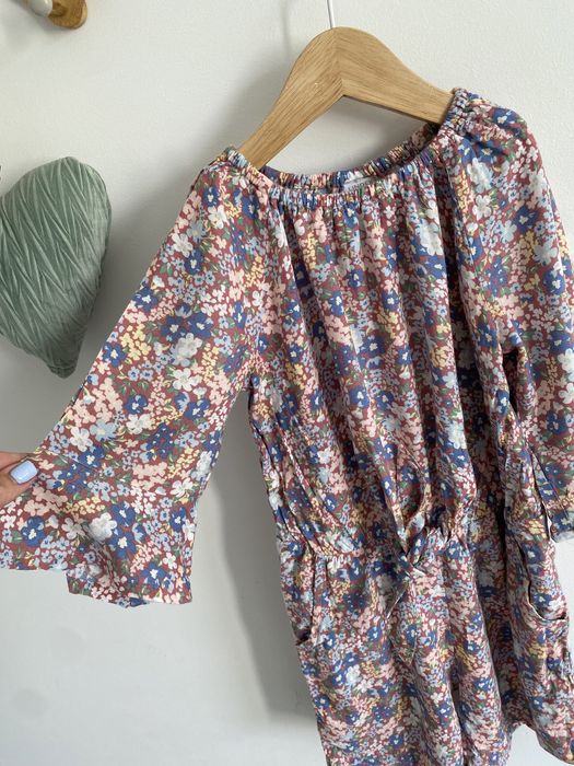 Kombinezon letni lindex 116 kwiatki drobne niebieskie