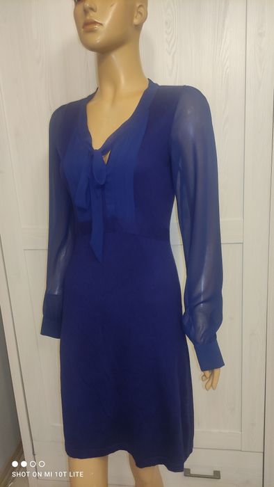 Sukienka chaber dzianina rękaw szyfon prześwitujący