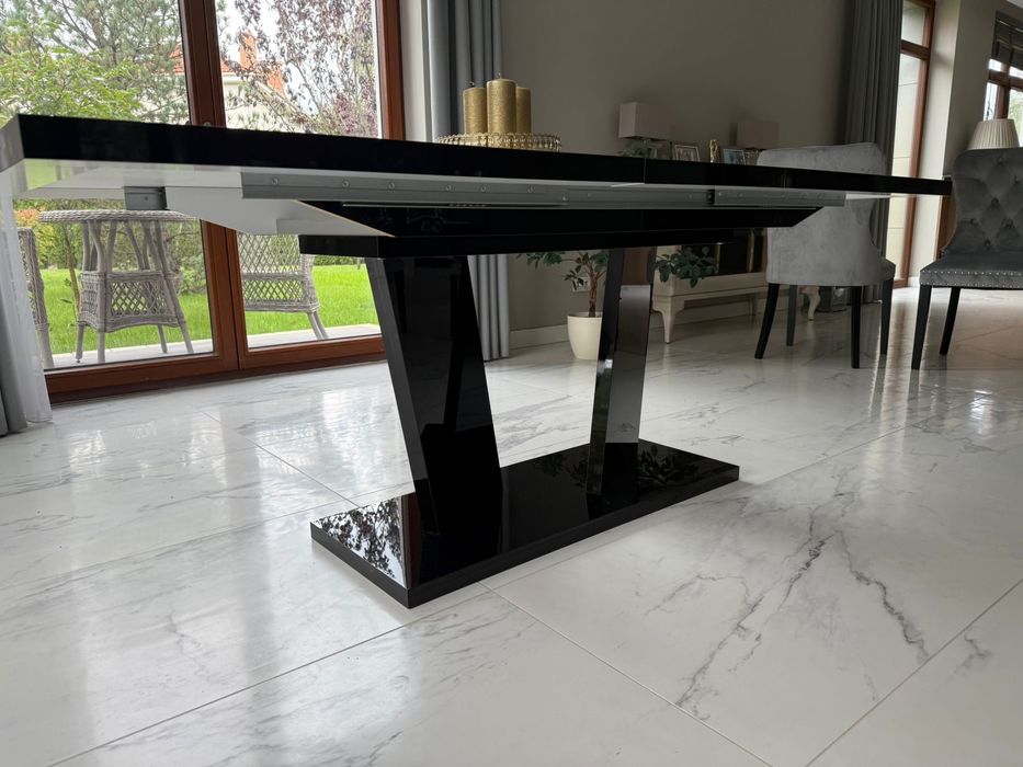 Stół Art Deco czarny lakier PREMIUM 200-240 cm dl x 90 cm szer