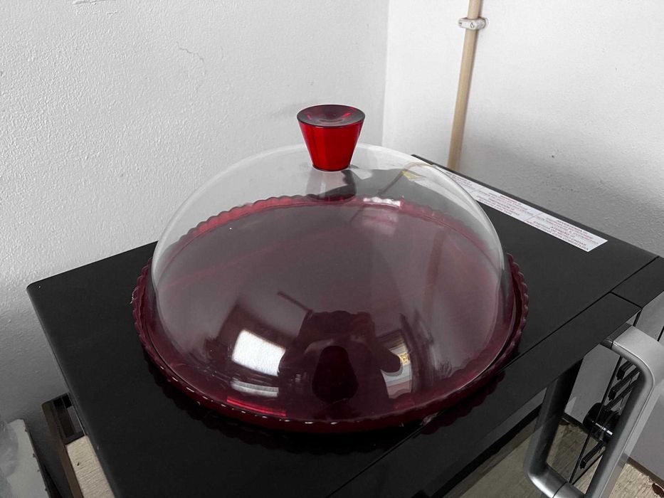 6 conjuntos Prato para Bolo - Vermelho com Campânula – 32cm