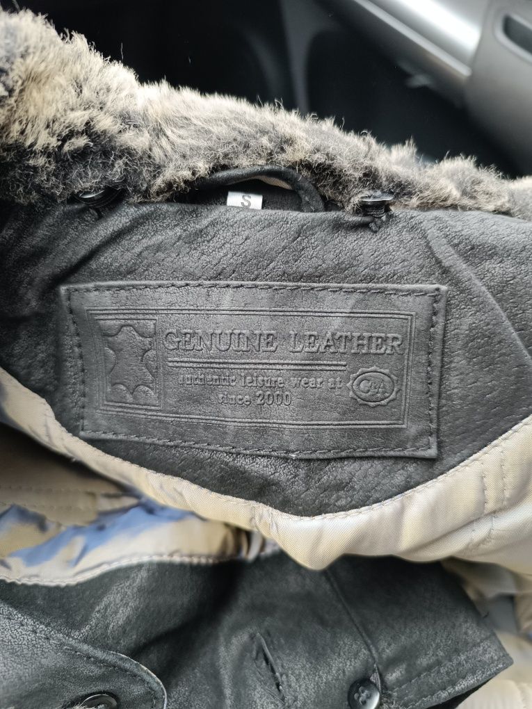 Nowa zamszowa brązowa kurtka Leather Genuine Canda rozm. S