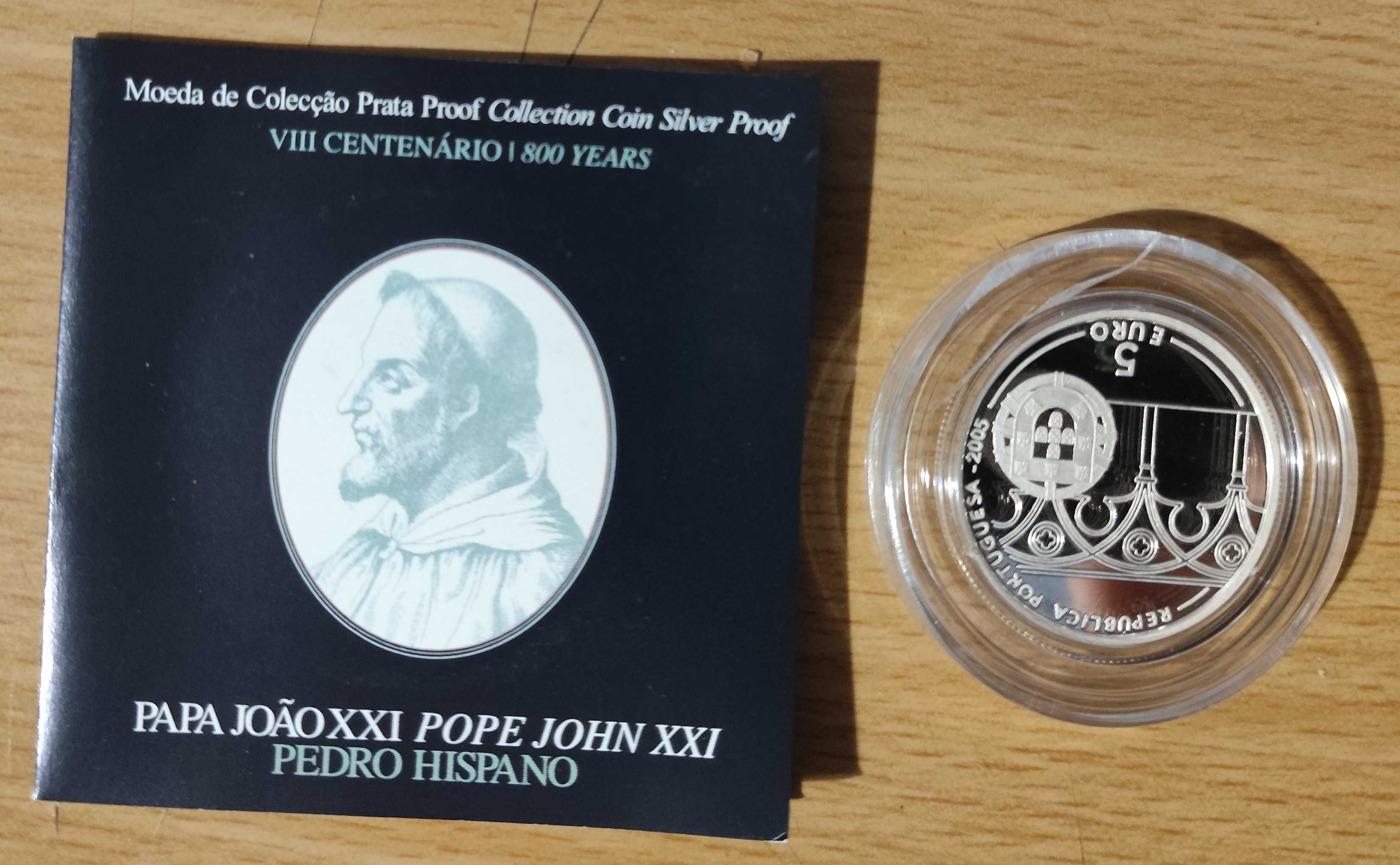 Moeda Prata Proof 5 € Pedro Hispano – Papa João XXI