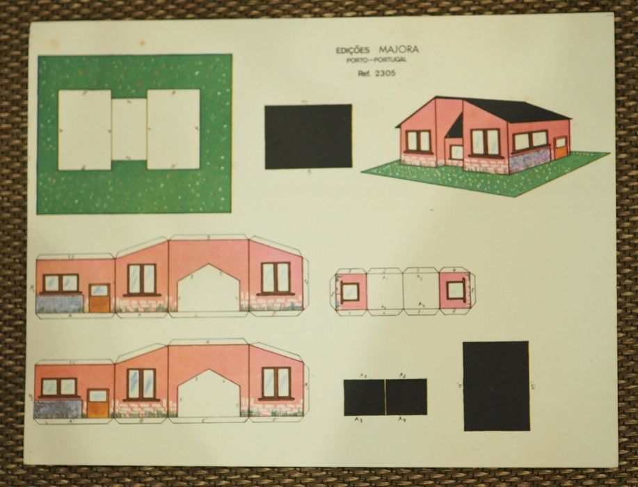 Antigas Folhas Casas de recortar da Majora formato A4