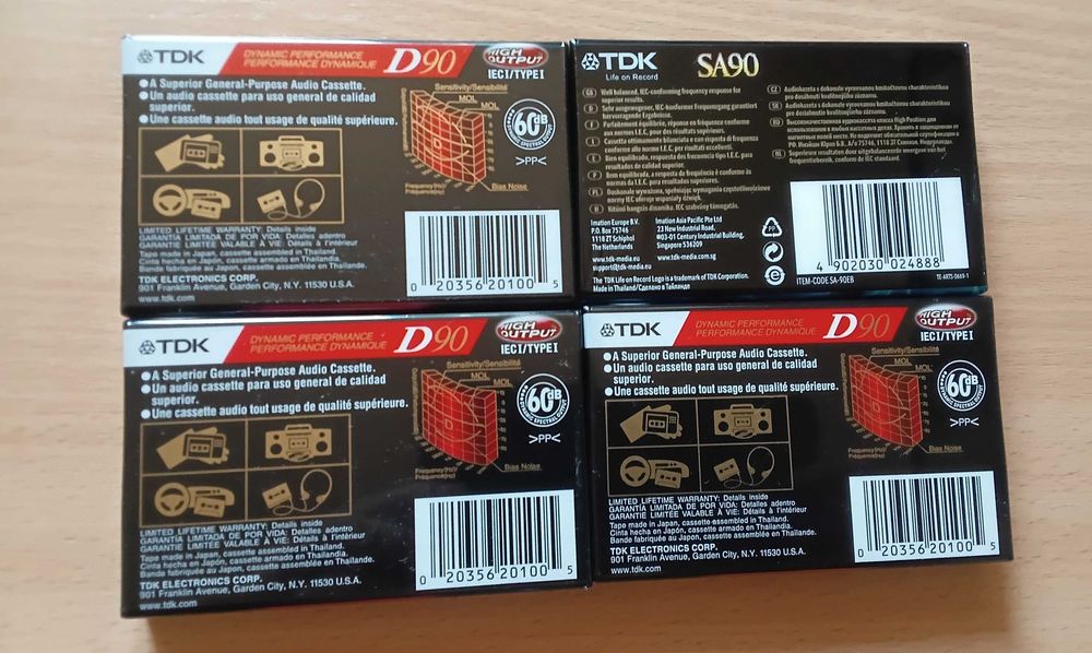 4 nowe kasety magnetofonowe TDK 90.