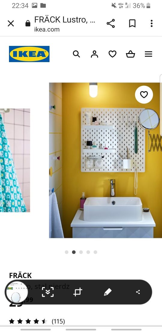 Ikea FRÄCK lustro lusterko stał nierdzewna lusterko powiekszajace
Lust