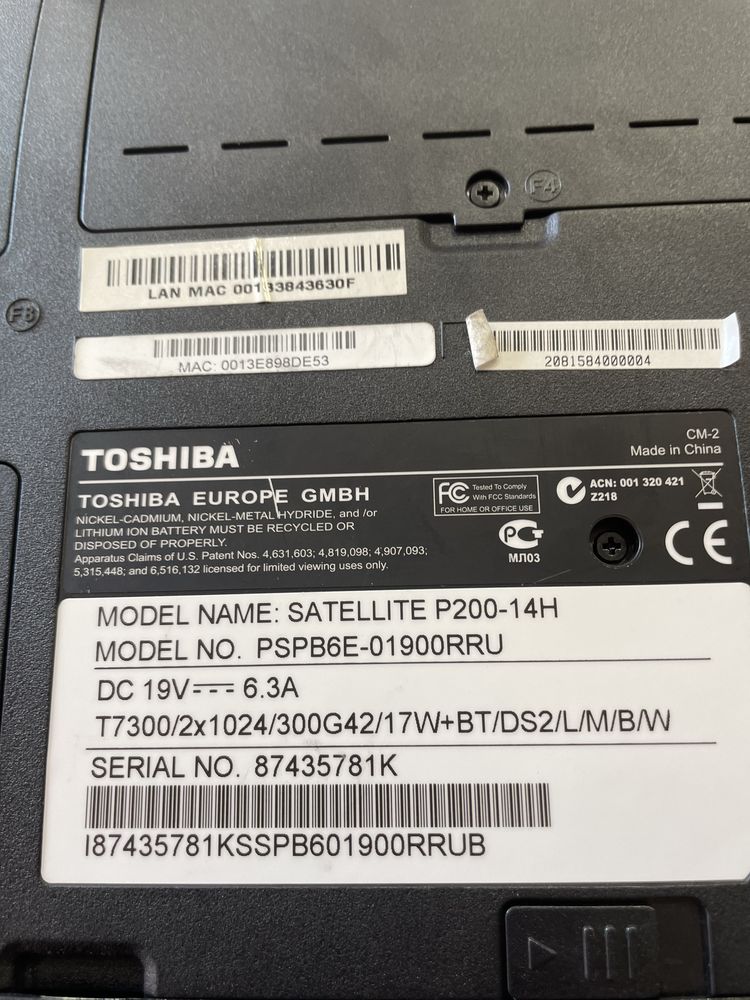 ноутбук “Toshiba” Satellite P200-14H