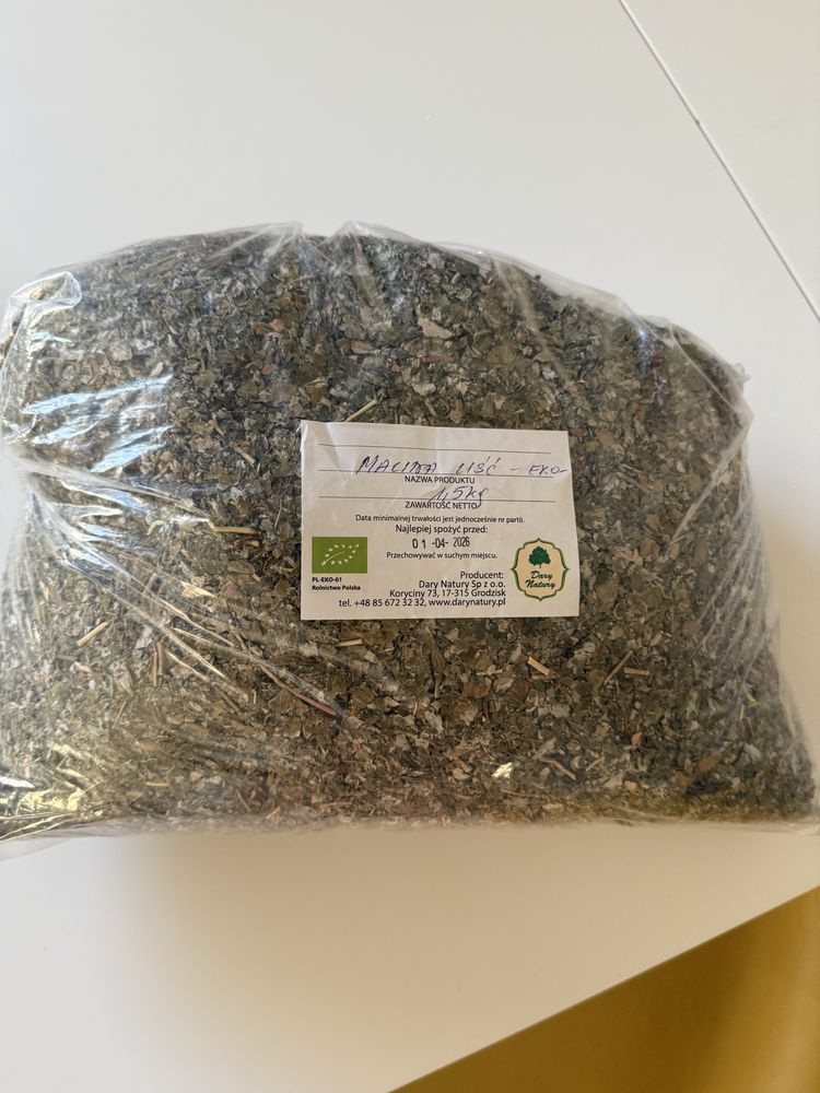 Liść Maliny – EKO – 0,5 kg Dary Natury ekologiczne z zielonym listkiem