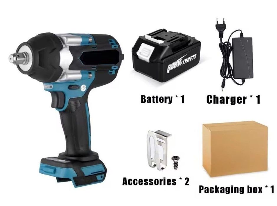 Klucz udarowy 1800Nm, bateria w systemie makity