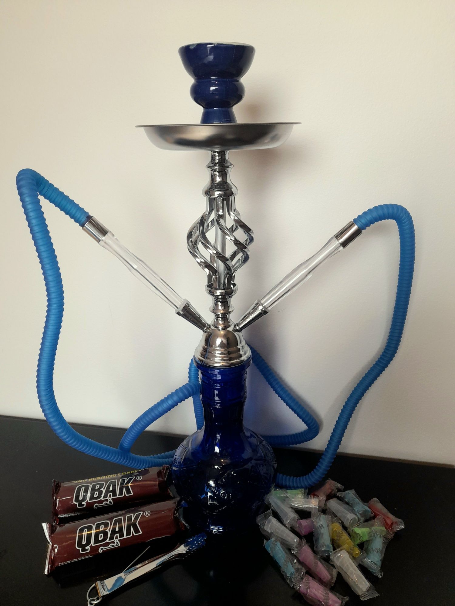 Shisha 45cm. 2 mang.ueiras (+ 20 carvão + boquilhas • PACK TOP•)