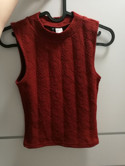 Bordowa Koszulka top bez rękawów h&m xs