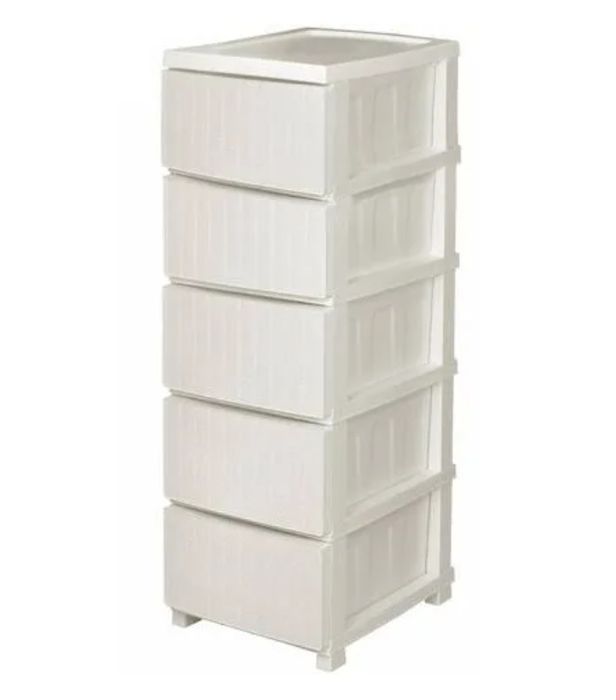 Білий пластиковый кoмод, шкaфчик, тумбoчка на 5 ярусов для школьной ве