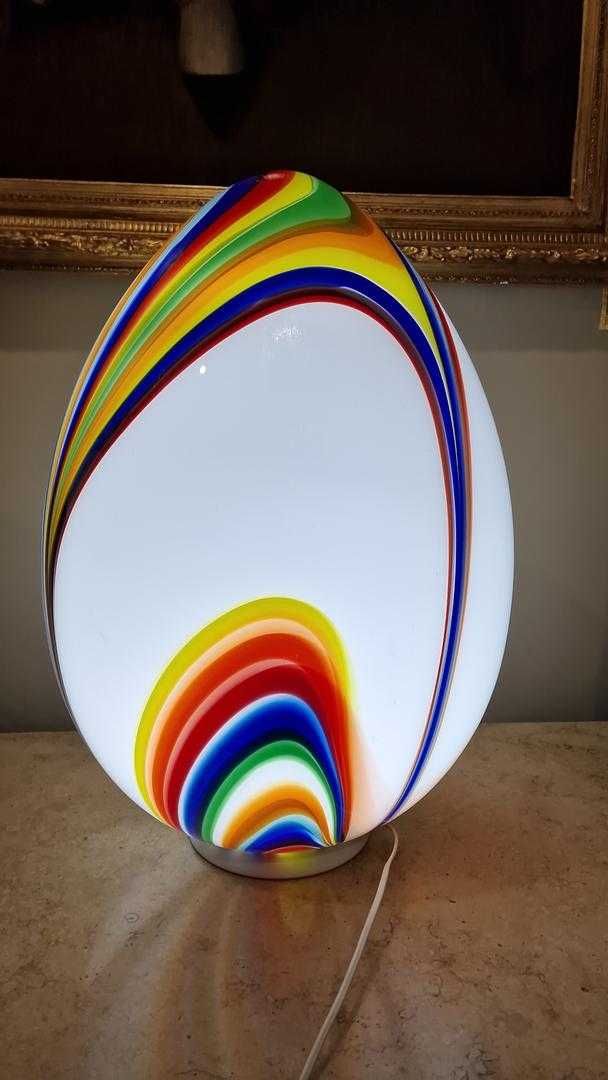 Candeeiro de mesa, ovo em vidro Opalino Multicolores Soprado