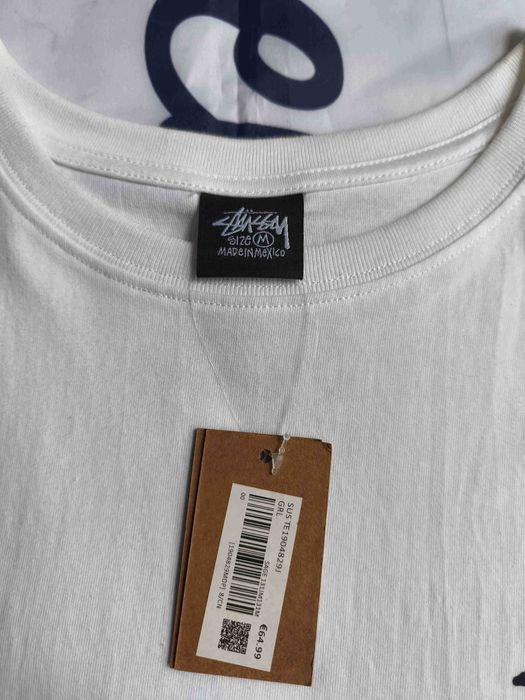 Stussy Męska Biała Koszulka z Nadrukiem M