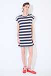 Prosta sukienka oversize w paski - granatowy S/M