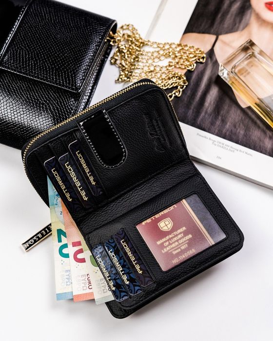 mały skórzany portfel damski rfid - peterson