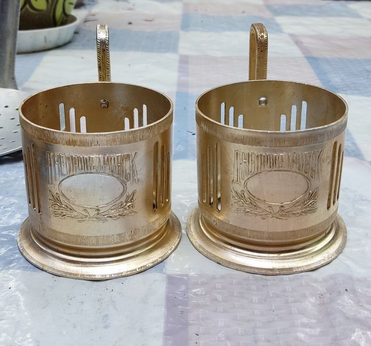 Подстаканник Днепропетровск, 50 лет октября, Винтажная вилка нержавейк