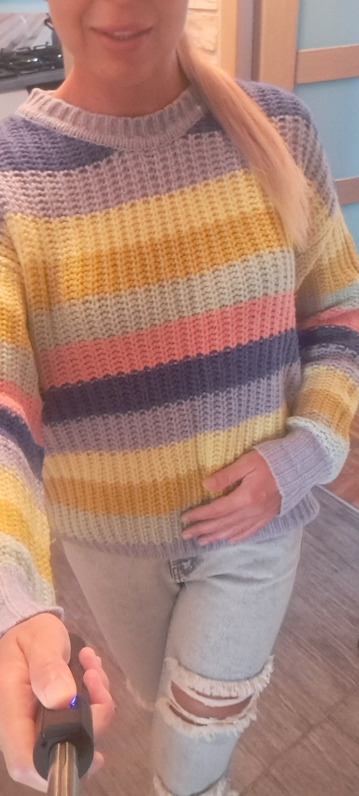 Sweter damski oversize paski S M L