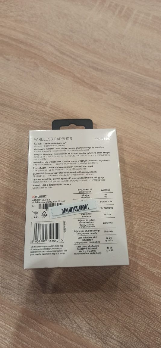 Słuchawki douszne XMUSIC TWS750K Czarny