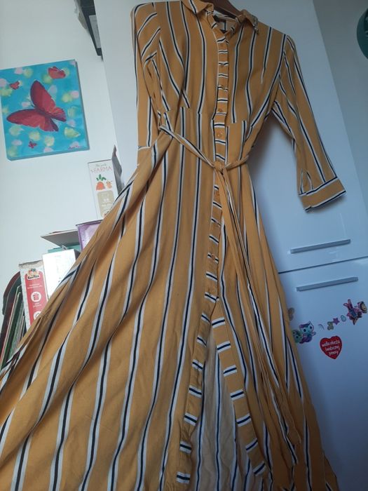 Koszulowa sukienka na guziki rozkloszowana S Primark