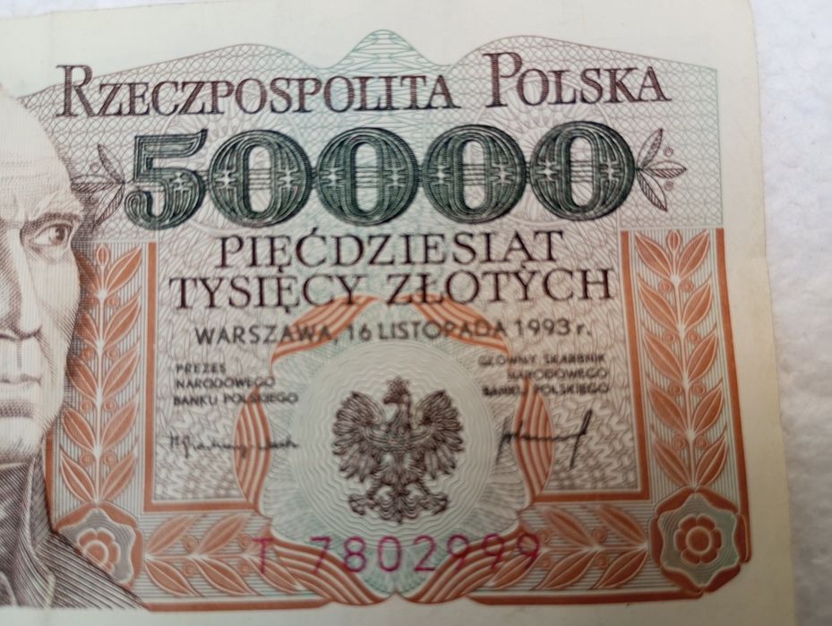Banknot 50 000 z 1993 roku - super stan