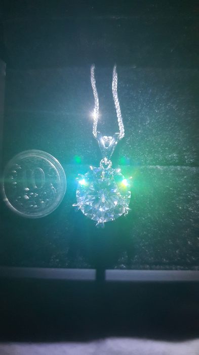 Łańcuszek chopin wisiorek zawieszka moissanit diament sterling GWARANC