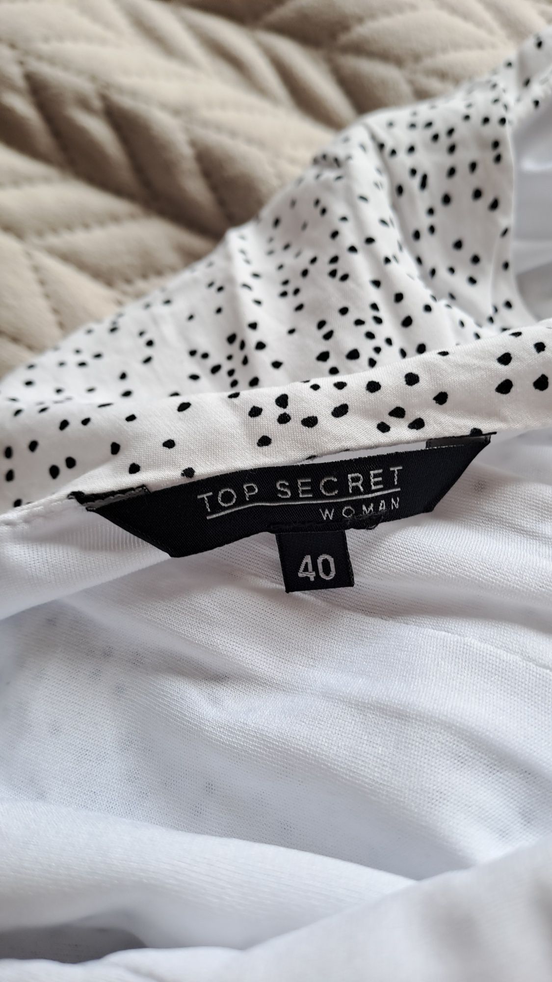 Sukienka letnia maxi Top Secret 40 biała groszki dekolt