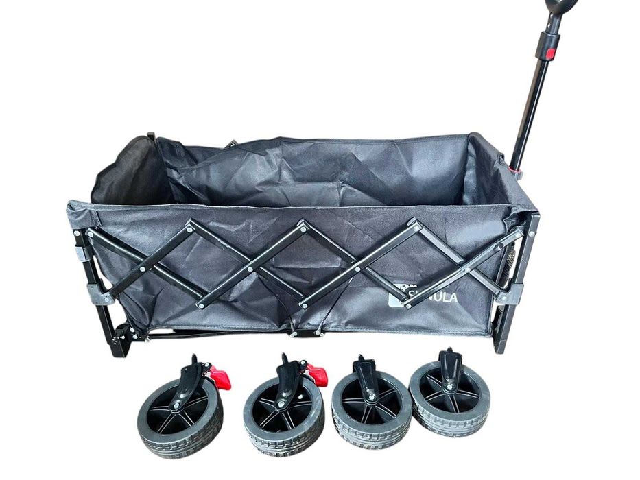 SUNULA składany wózek ręczny mały Plażowy Na Zakupy Czarny 80L