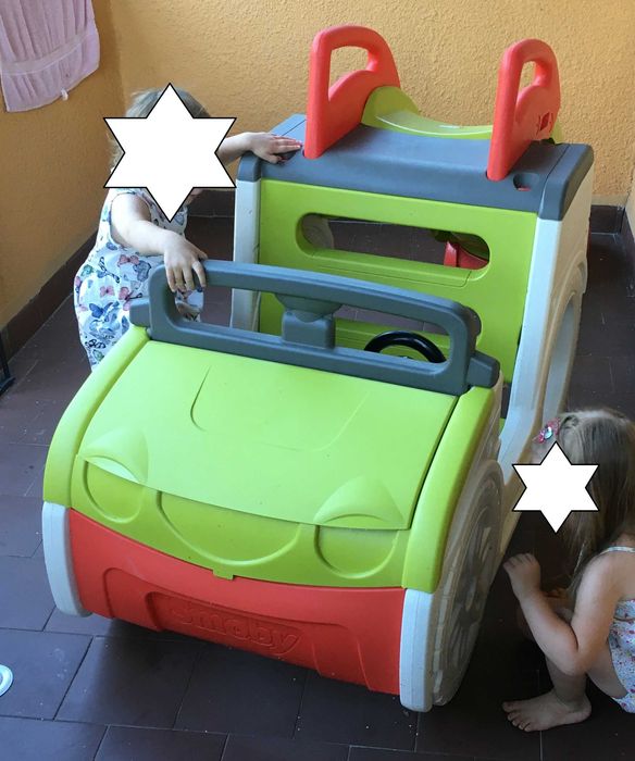 AUTO Smoby samochód zjeżdżalnia bagażnik piaskownica