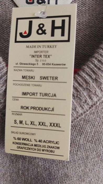 Sweter męski 60% wełny M