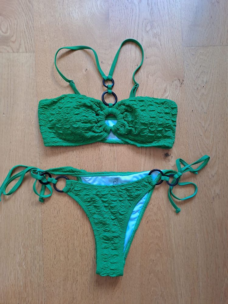 Bikini zielone karbowane shein nowe M