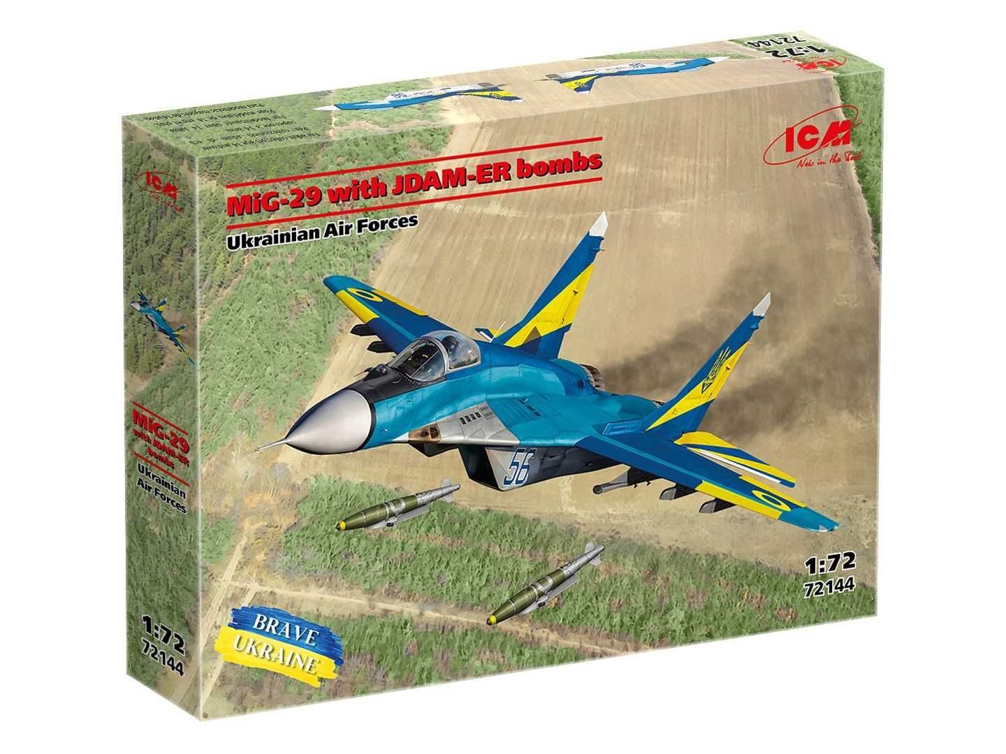 Збірна модель МіГ-29 ПС ЗСУ з бомбами JDAM-ER, 1:72, ICM, 72144