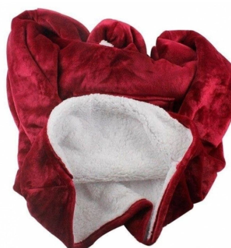 Домашняя толстовка худи на флисе Huggle Hoodie бордовый