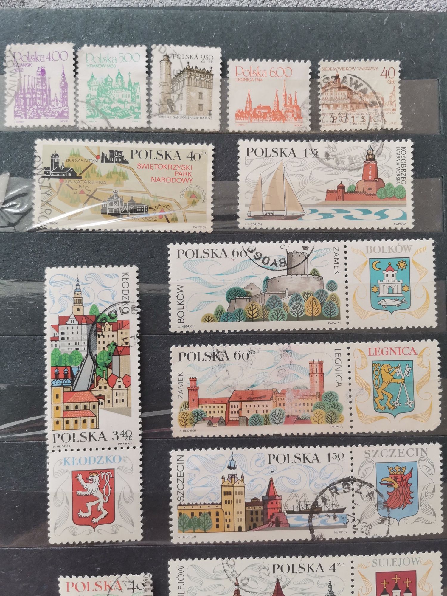 Znaczki pocztowe polskie, miasta