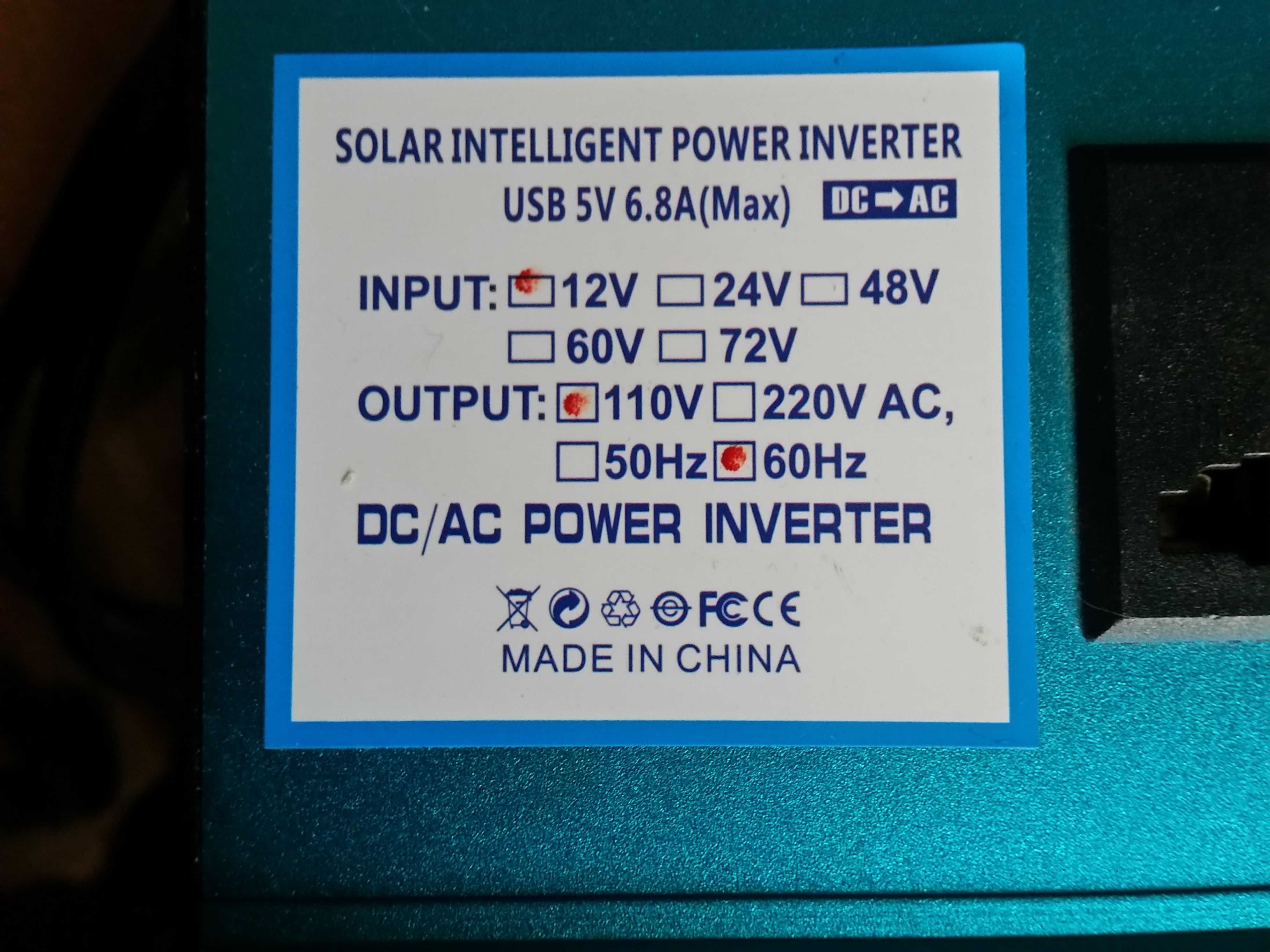 Инвертор 12v DC 110v/60Hz  AC