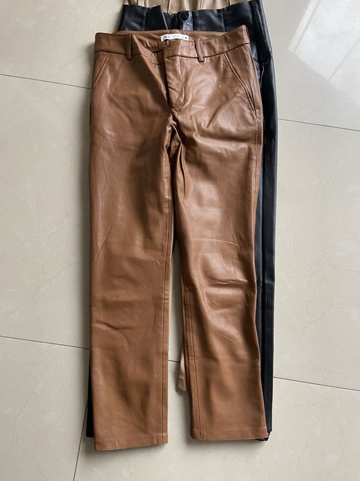 Spodnie Zara 36 eko skóra elastyczna kolor brązowy carmelowy