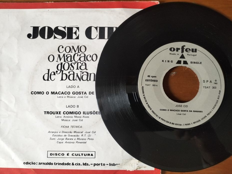 Disco de vinil José Cid - como o macaco gosta de banana'