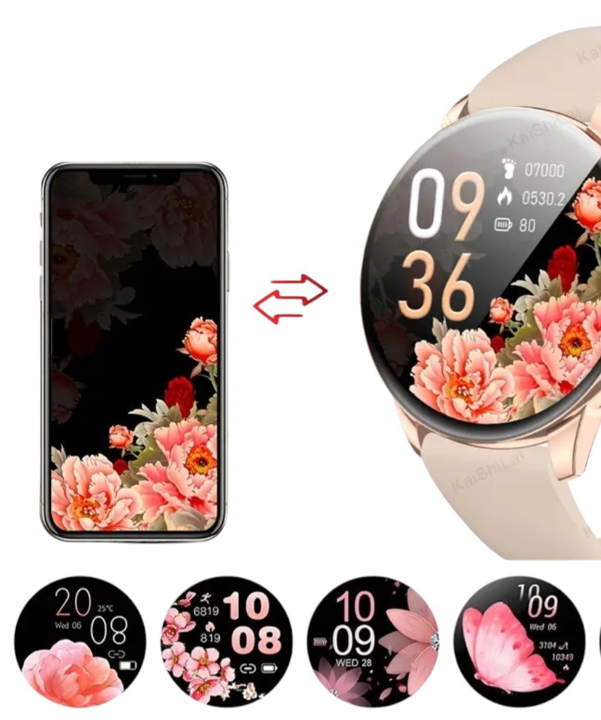 Damski smartwatch, 2 paski,