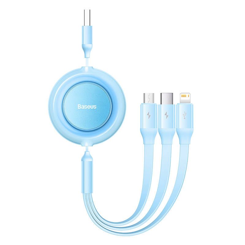 Kabel USB 3w1 Baseus micro USB / Lightning / USB-C, płaski, 3.5A, 1.1m