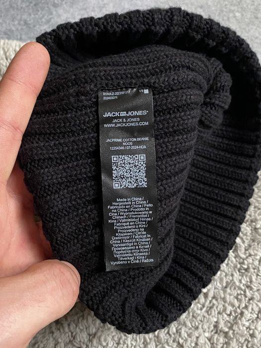 Jack & Jones Cotton Beanie оригінал нова чоловіча шапка чорна тепла